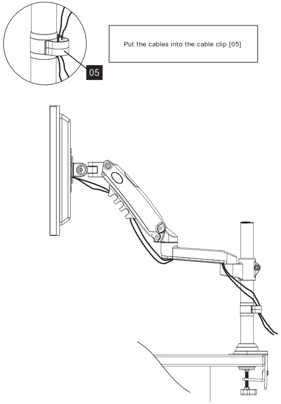 ErGear Monitor Desk Mount-----Step 8 Route Cables along----1