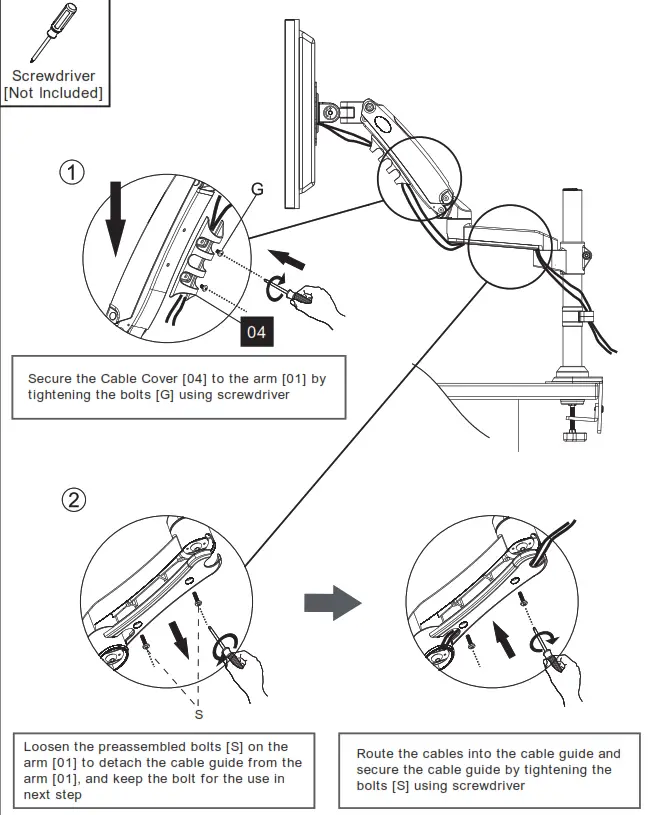 ErGear Monitor Desk Mount-----Step 8 Route Cables along