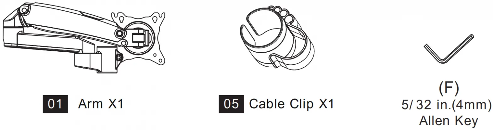 ErGear Monitor Desk Mount----Supplied Parts and Hardware