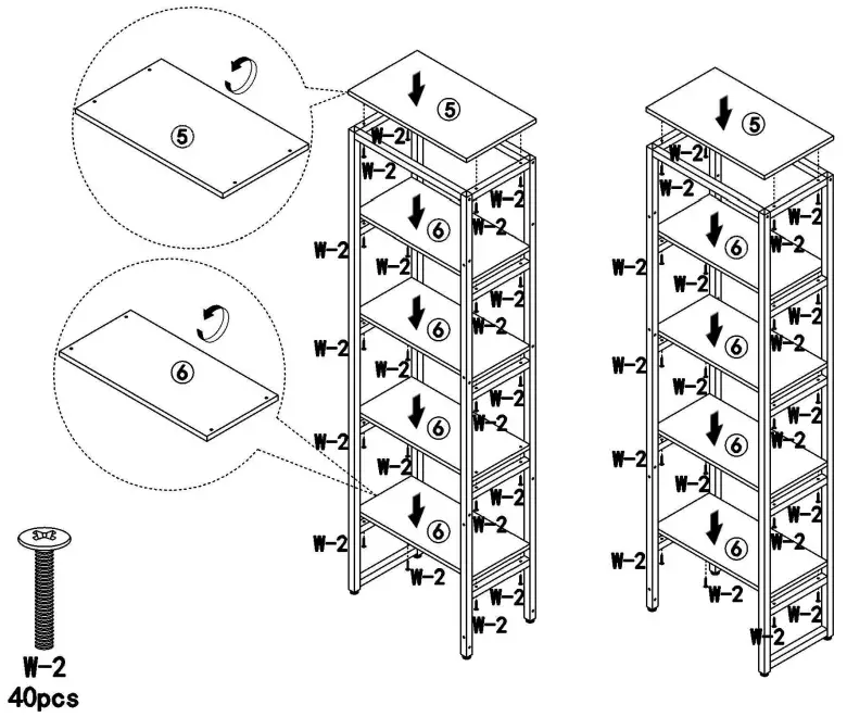 Tribesigns HOGA C0588 Rustic Brown Triple Wide 5 Shelf Etagere Bookcase - accossories 2
