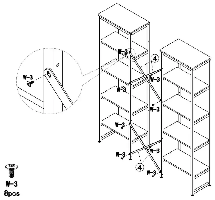 Tribesigns HOGA C0588 Rustic Brown Triple Wide 5 Shelf Etagere Bookcase - accossories 3