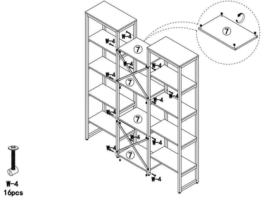 Tribesigns HOGA C0588 Rustic Brown Triple Wide 5 Shelf Etagere Bookcase - accossories 4