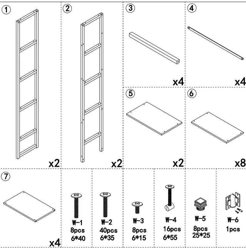 Tribesigns HOGA C0588 Rustic Brown Triple Wide 5 Shelf Etagere Bookcase - accossories