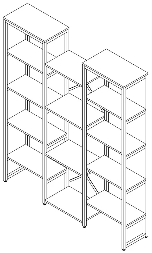 Tribesigns HOGA C0588 Rustic Brown Triple Wide 5 Shelf Etagere Bookcase