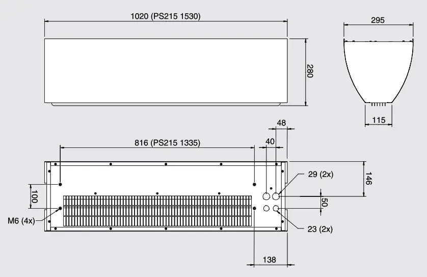 FRICO PS210E09 Thermozone Portier - Dimensions