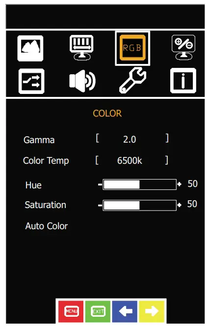 OSD Menu COLOR