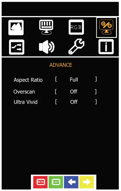 OSD Menu ADVANCE
