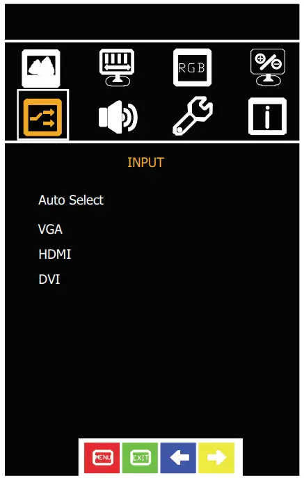OSD Menu INPUT