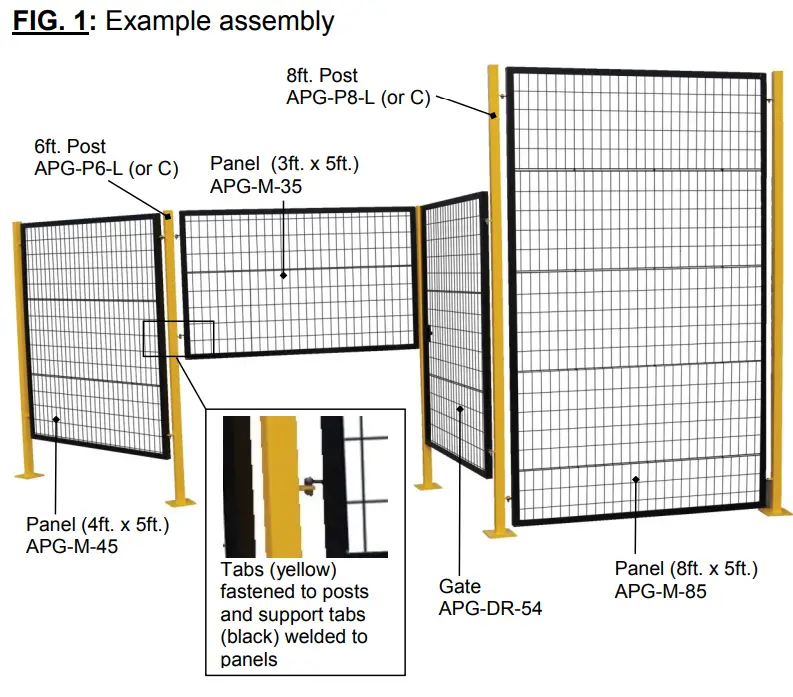Vestil APG-M-85 APG-Series Adjustable Perimeter Guard System-fig2