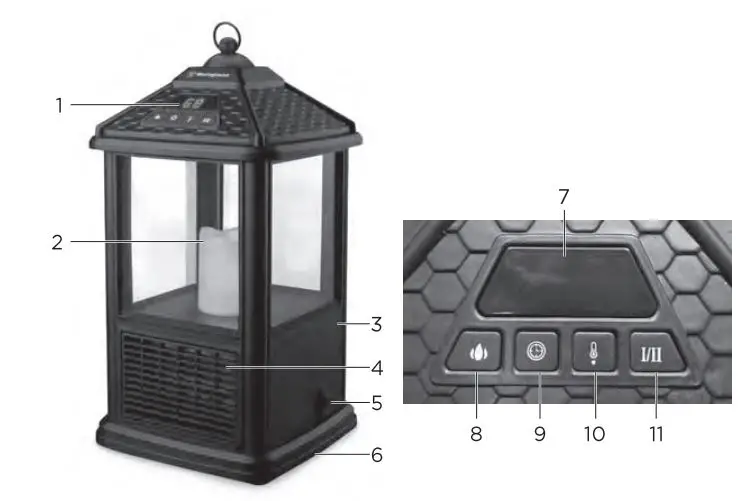 Westinghouse WSHPTC123 9″ Portable LED Heater + Candle Lantern Instruction Manual - Product Overview