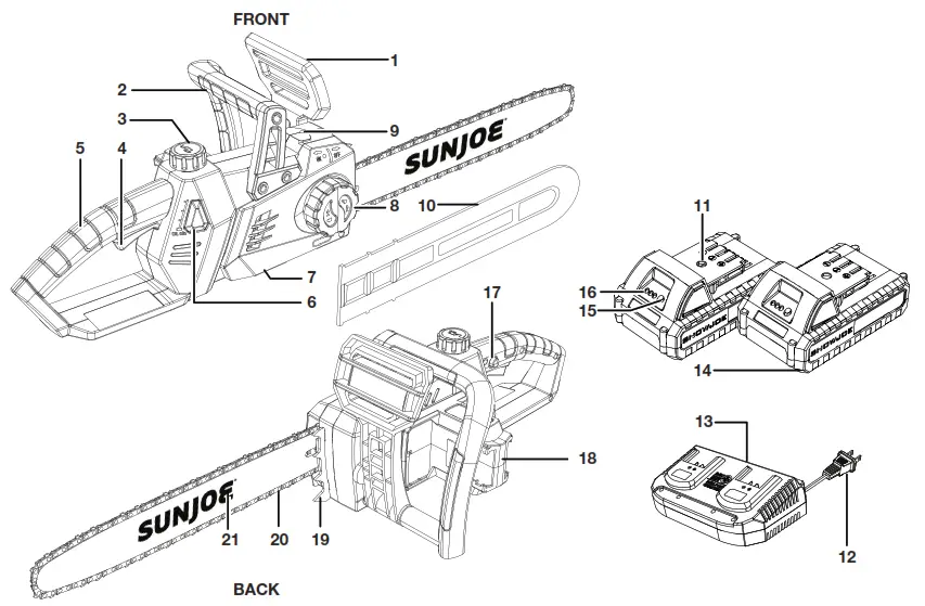 SUN JOE 24V X2 CS16 RM Cordless Chain Saw - icon10
