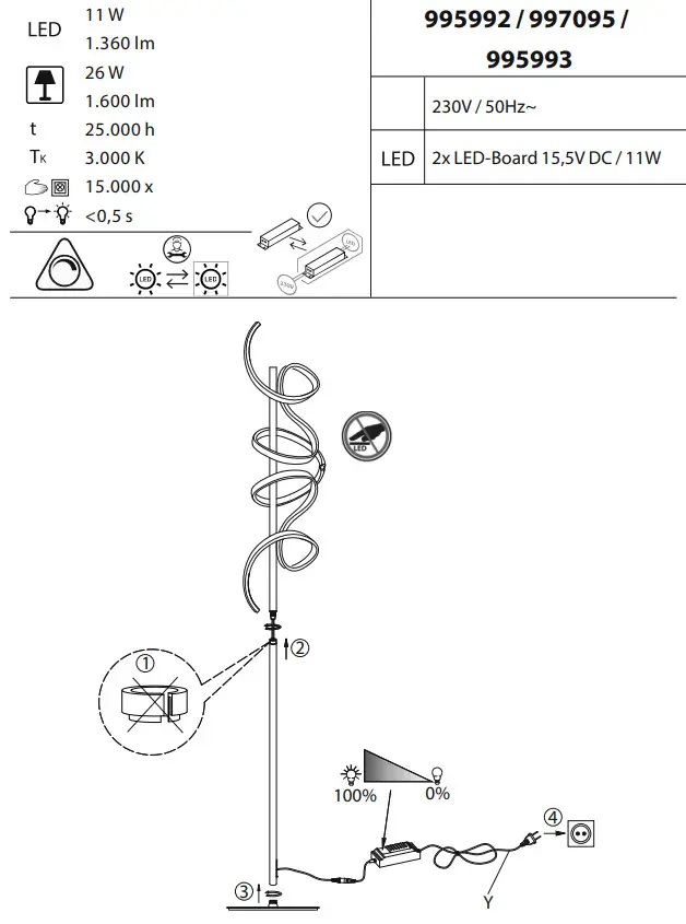 Leuchten Direkt 19031-60 LED Floor Lamp - Figure 1