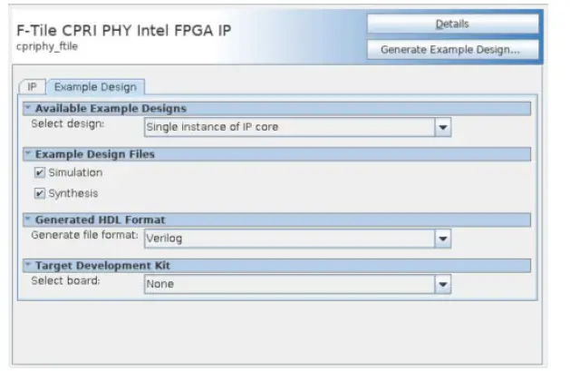 intel F-Tile CPRI PHY FPGA IP Design Example fig 3