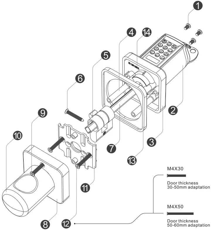 WELOCK PCB10KEY28 Smart Door Lock Cylinder - PART LIST FIGURE
