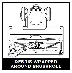 DEBRIS WRAPPED AROUND BRUSHROLL