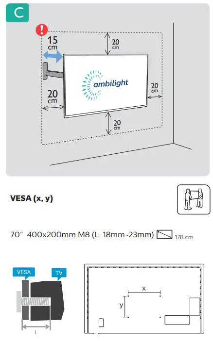 PHILIPS 8505 series 4K UHD LED Android TV User Guide - Dimension