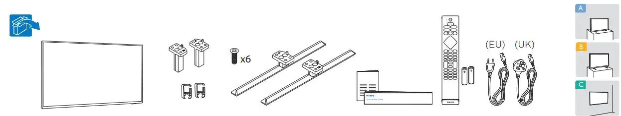 PHILIPS 8505 series 4K UHD LED Android TV User Guide - What's in the box