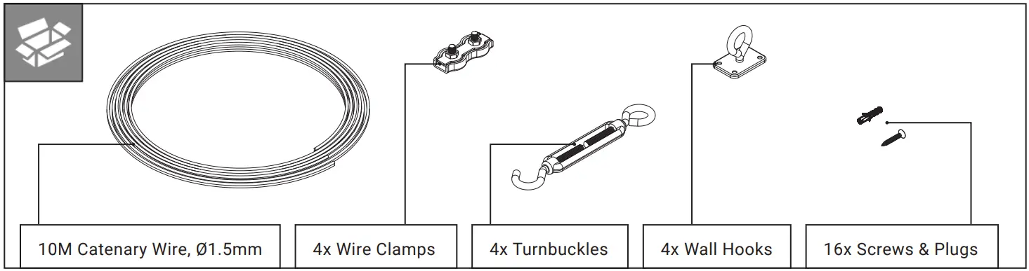 tagra 10M Festoon Lights Kit - Package Contains