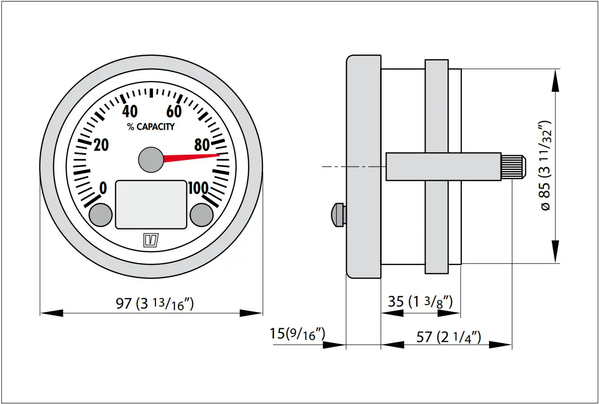 vetus BATMONB Battery Monitor - Overall dimensions 1