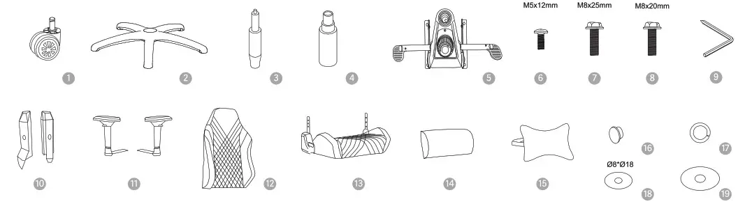 NEWSKILL Neith Silla Gaming Chair- Components