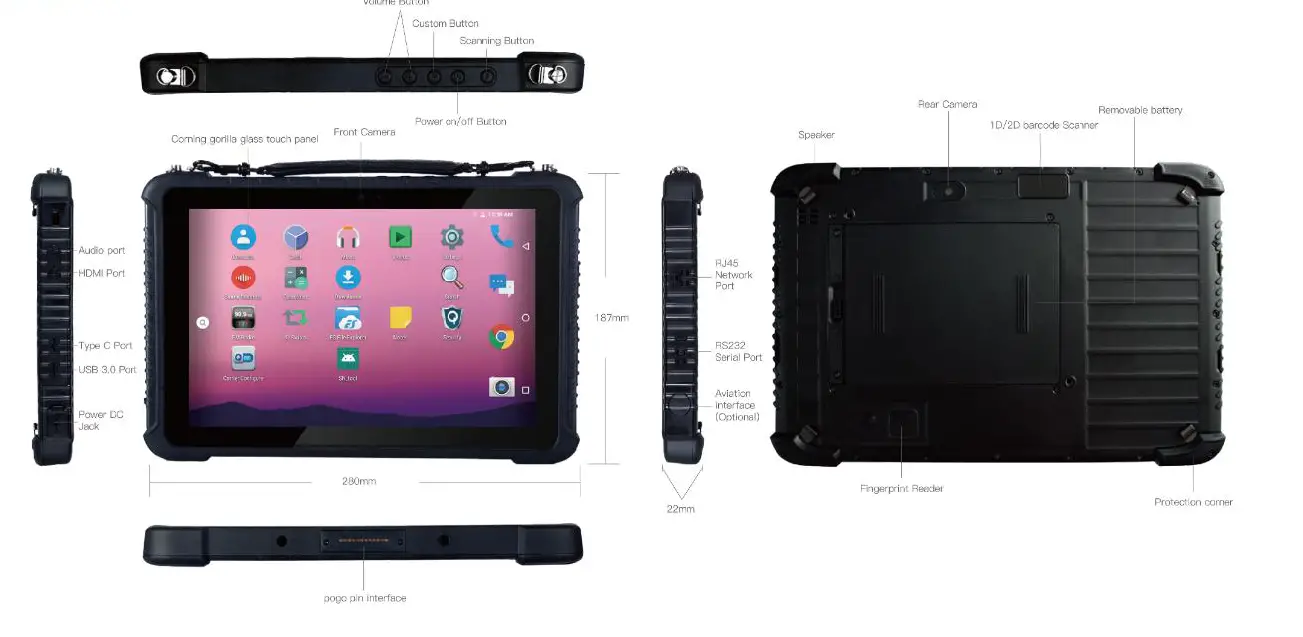 TEGUAR TRT-Q5380-10 10.1 inch Full Ruggedized Tablet 01