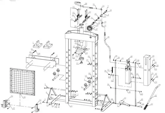 BORUM BHSP20T Hydraulic Workshop Press - PARTS DIAGRAM & PARTS LIST