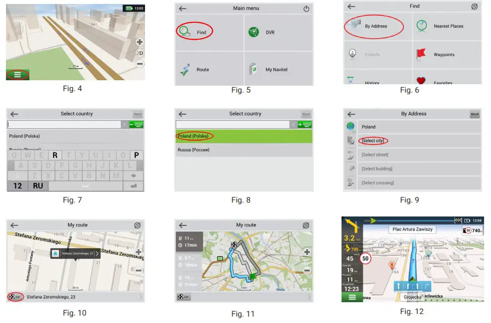 NAVITEL RE 5 Dual Navigation DVR - Route to an address