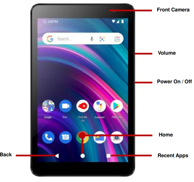 BLU M8L Tablet with 4000mAh Battery - KEY FUNCTIONS