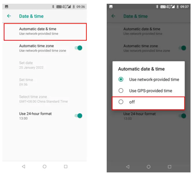EFIX FC2 Global GPS Systems User Guide - Click [Settings] – [System] – [Date & time] and enter [Date & time] interface.