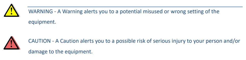 EFIX FC2 Global GPS Systems User Guide - Warning and Cautions icon