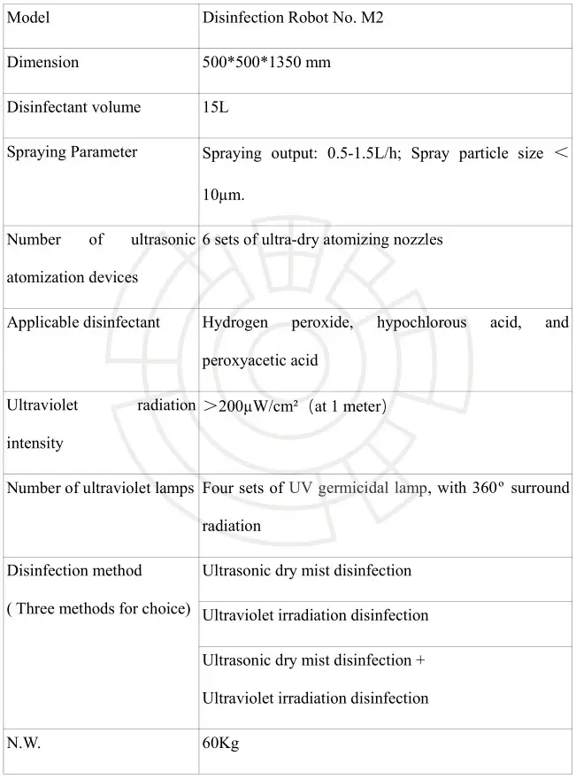 KEENON M2 Disinfection Robot - Performance and Parameters of the Robot 1