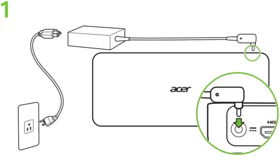 acer D501 Certified Works With Chromebook - Plug in the AC adapter