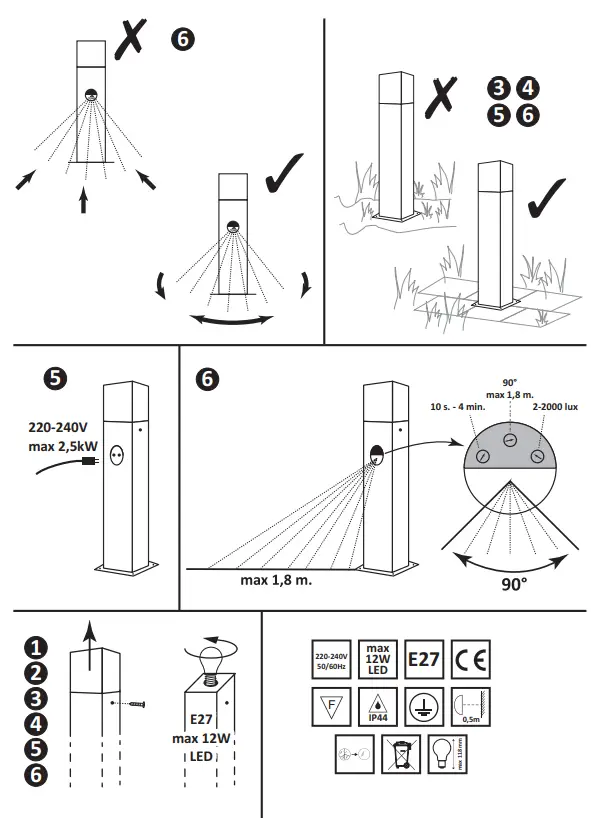 Svet svietidiel sk 5901508307323 LED Garden Lamp E27 NEW YORK