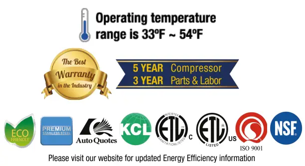 EUEREST Back Mount Undercounter Refrigerator - 2