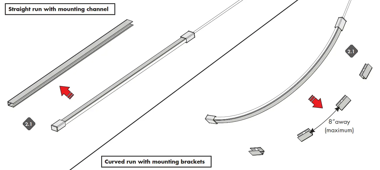 luminii KBX-X-X-DW Kurba Medium Horizontal Dynamic White - Straight run with mounting channel