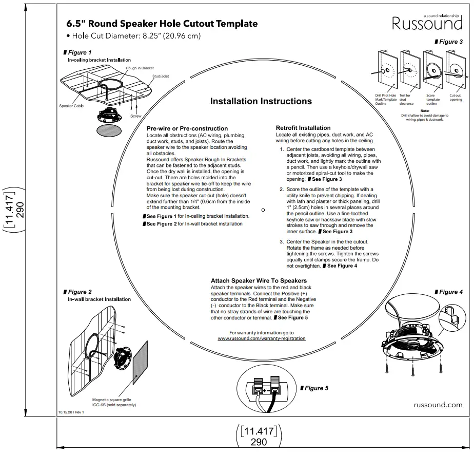 Russound IC 605 6 5 Inch Round Speaker Hole Template - fig 3