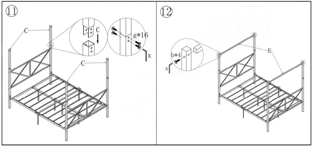 THE HOME DEPOT EC-CB-308-1 Queen Size Metal Canopy Bed Frame-4