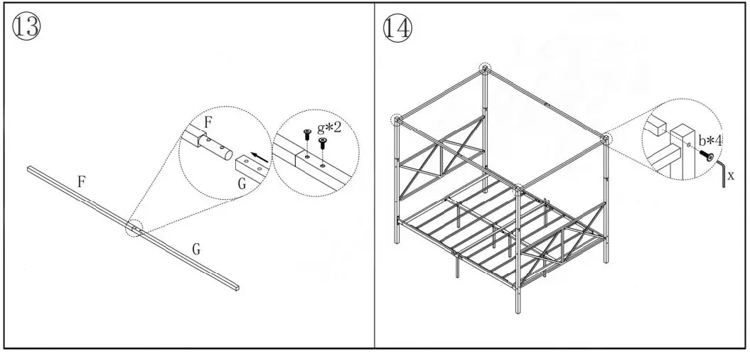 THE HOME DEPOT EC-CB-308-1 Queen Size Metal Canopy Bed Frame-5