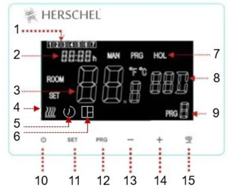 HERSCHEL 12860 T BT Battery Powered Wireless Thermostat - Buttons