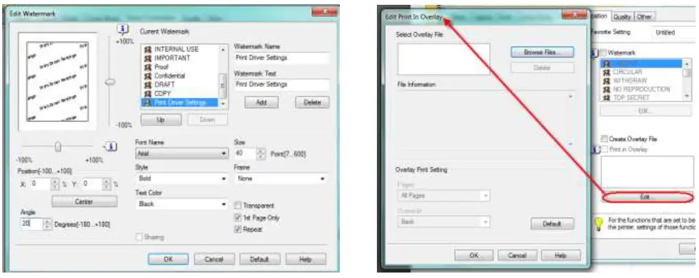 LOFFLER Konica Minolta PC Print Driver Settings - Watermark