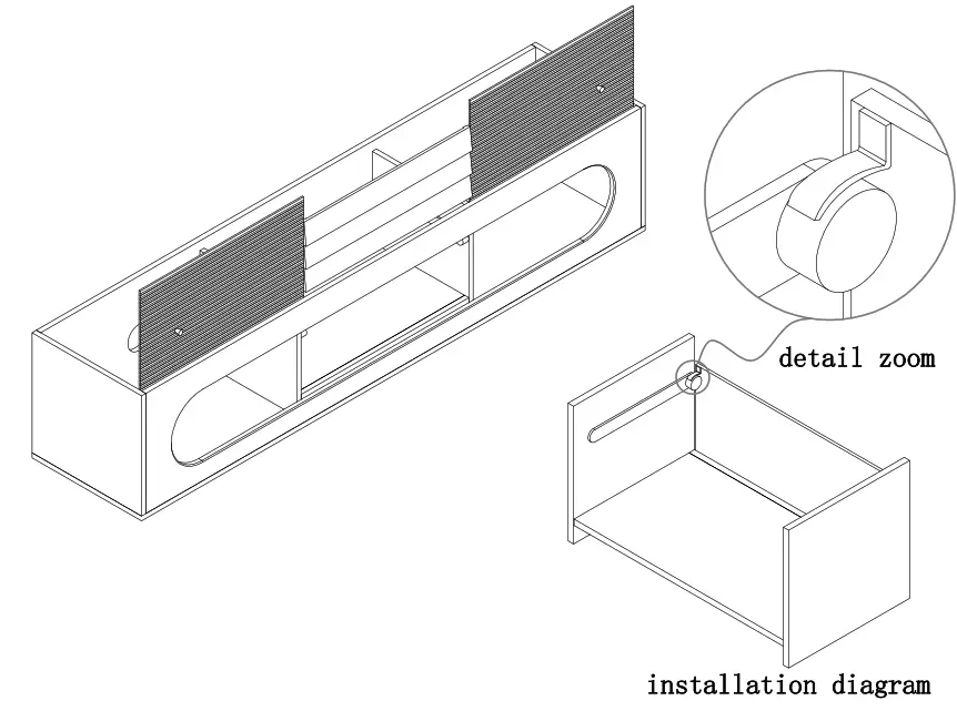JASIWAY J-B2121D-BR 78.7 in. Brown TV Stand with Cable Management - fIG 9
