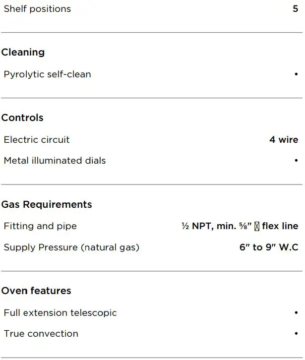 FISHER PAYKEL RDV2-364GD-N_N 36 Inch Dual Fuel Range User Guide - SPECIFICATIONS