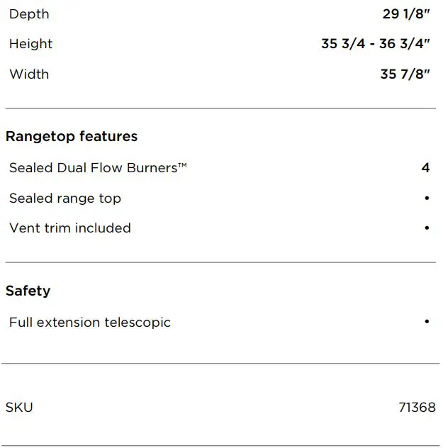 FISHER PAYKEL RDV2-364GD-N_N 36 Inch Dual Fuel Range User Guide - SPECIFICATIONS