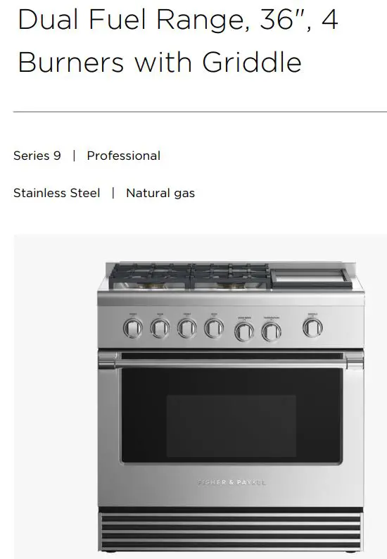 FISHER PAYKEL RDV2-364GD-N_N 36 Inch Dual Fuel Range User Guide