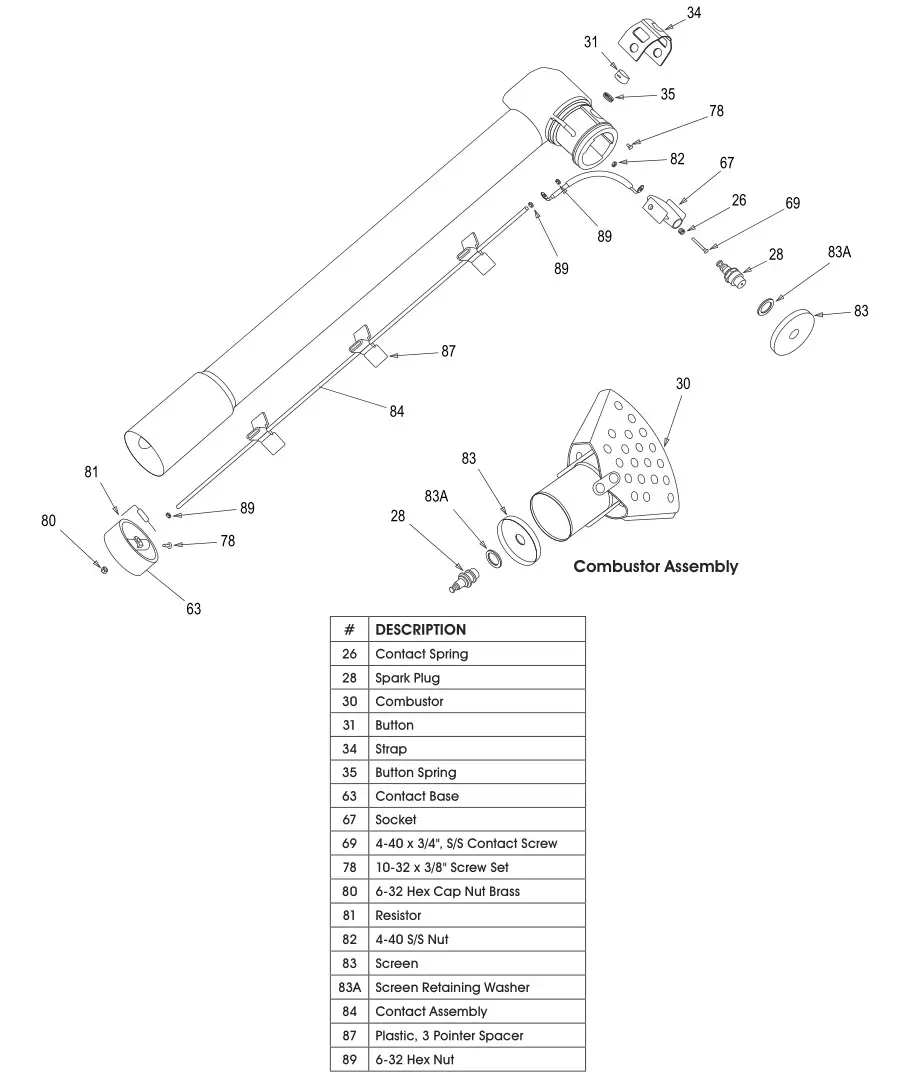 ULINE H-1303 Shrinkfast 998 Extention - PARTS DIAGRAM & List