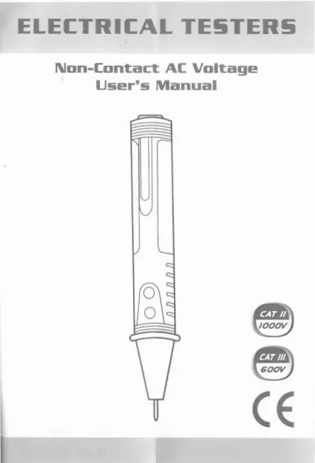 Electric Testers Non Contact Ac Voltage User Manual