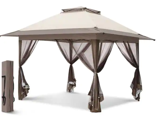 EAGLE PEAK E169MN-BGE-AZ Pop-Up Gazebo Tent Instant