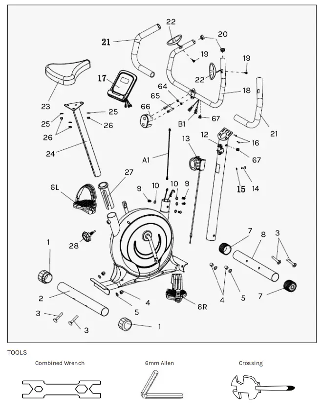 LSG ERG-200 Exercise Bike - Digaram