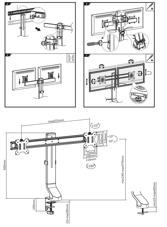 ACT AC8322 Crossbar Monitor Desk Mount - Figure 1