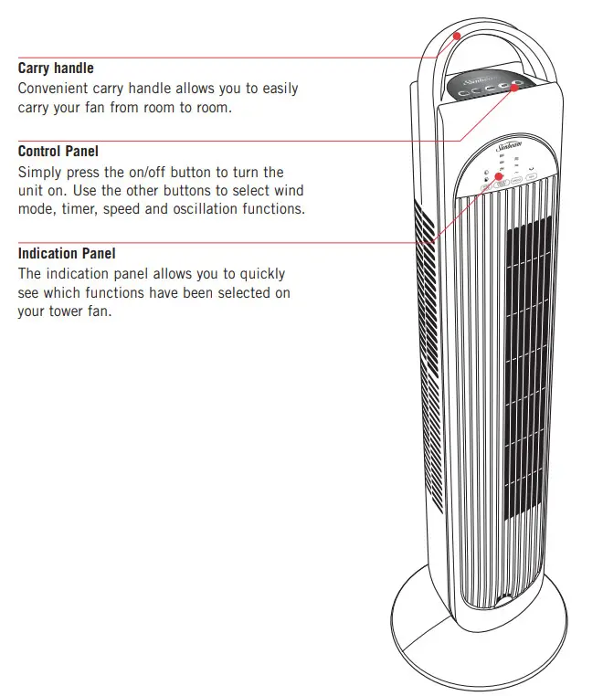 FA7450 Sunbeam Tower Fan with Remote Control - Tower Fan